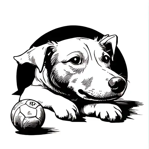 Dog Outline Catching A Ball