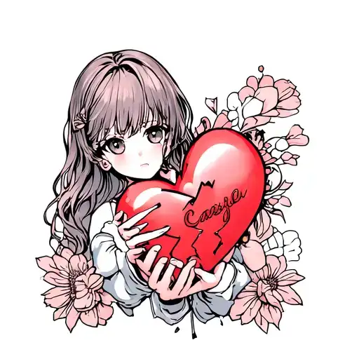 Broken Heart Held Lovingly By A Cute Girl