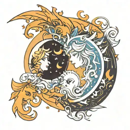 Sun And Moon Merging Together