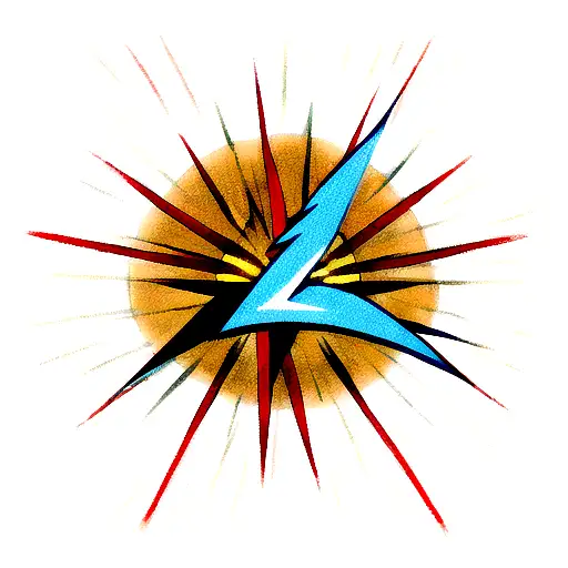 A Traditional Japanese Katana With Lightning Bolts As The Blade Pattern