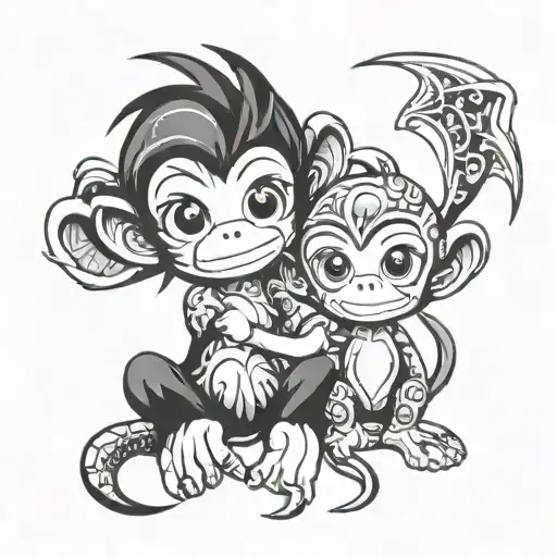 Girl Monkey And Boy Dragon Wrapped