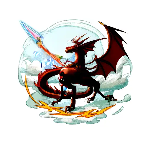 Fire Dragon With Blade And Time