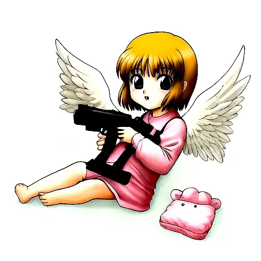 Baby Angel Holding Gun