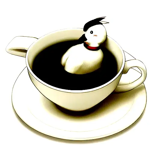 A Cartoon Goose Relaxing In A Hot Tea Cup Like A Hot Tub
