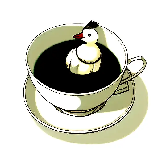 A Cartoon Goose Sitting In A Hot Tea Cup