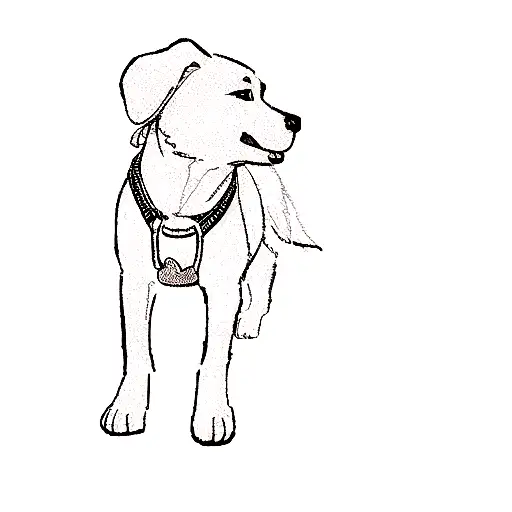 A Dog Wearing A Harness