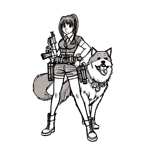 Dog With Guns And A Drink