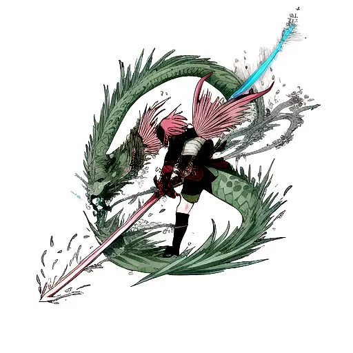 Sword Through Dragon Head