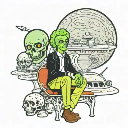 Mars Attacks Backdrop With Sitting Indian In The Front