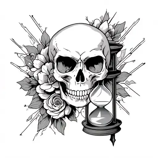 Skull And Hourglass Combined