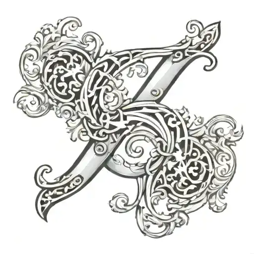The Letter S Gothic Initial Tattoo Design