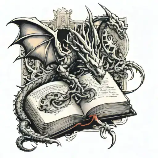 Dragon And Book Open Book