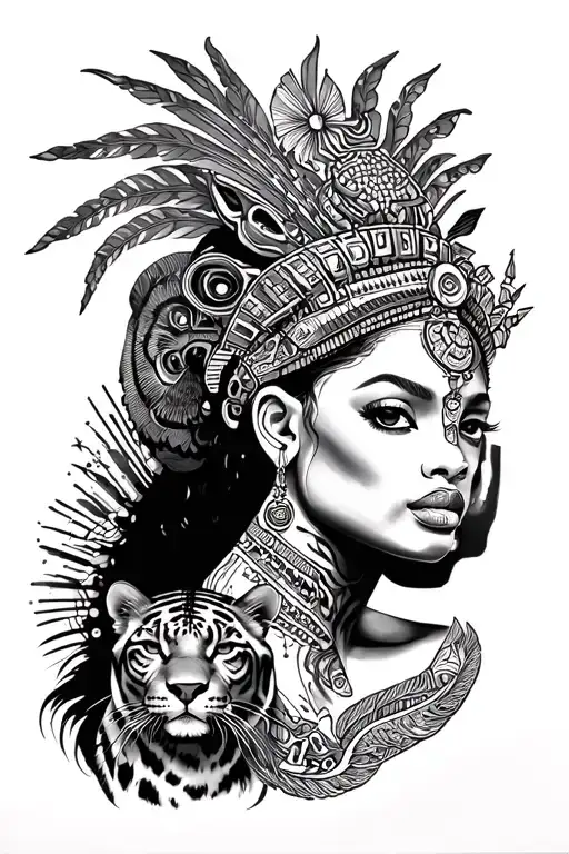 African Queen With Panthers