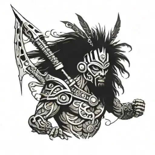 Papua Warrior Wielding