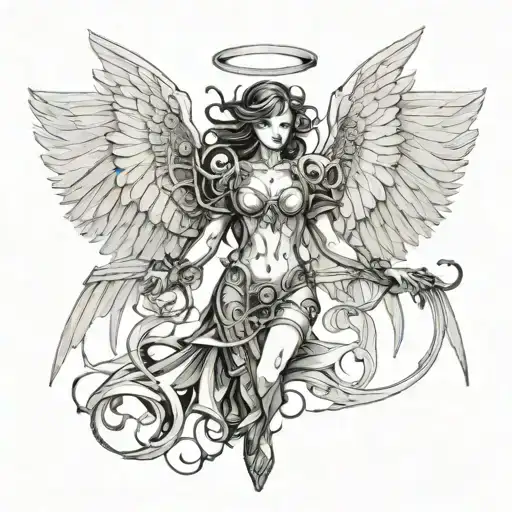 Female Angel Mechanical With Wings Spread