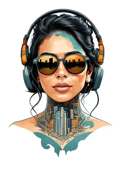 Auckland Skyline Woman With Aviators