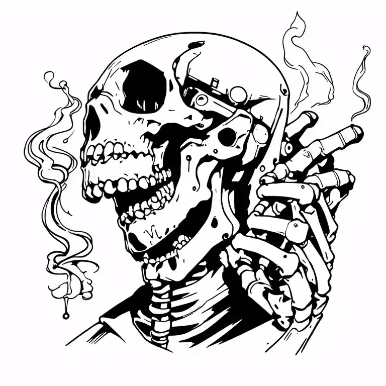 Cyberpunk Exo Skeleton Smoking