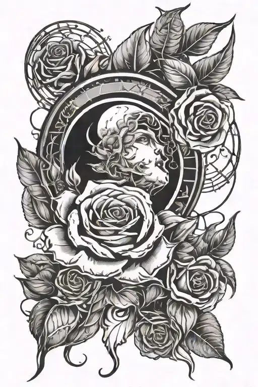 Partially Eclipsed Moon With Rose