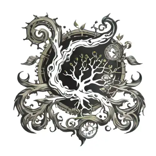 Tree With Human Heart Root And Branch With Astrological Signs Scorpio Libra Pisces And Capricorn