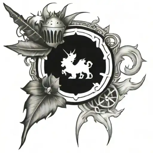 Canadian Mapleleaf And Scottish Unicorn Surrounded