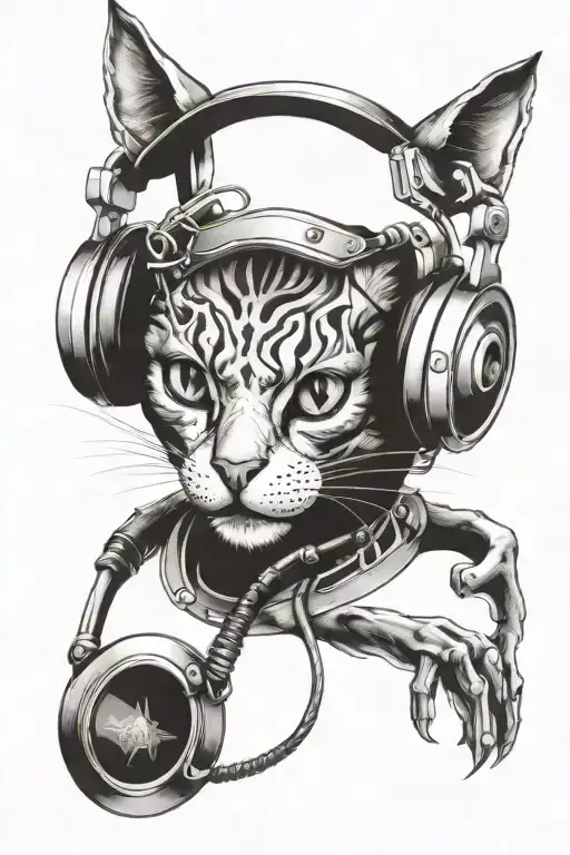 Cat Wearing Headphones