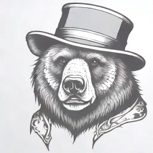 Nerdy Bear Head With Felt Hat