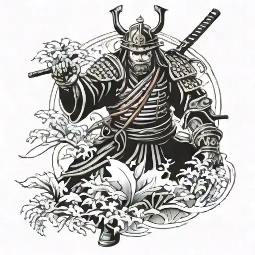 Samurai Warrior In A Garden