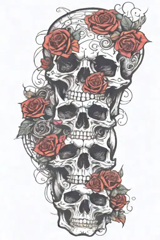 Skull With Roses Mixed