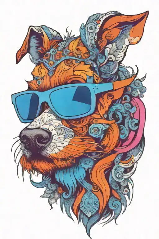 Dog Wearing Sunglasses With A Beard