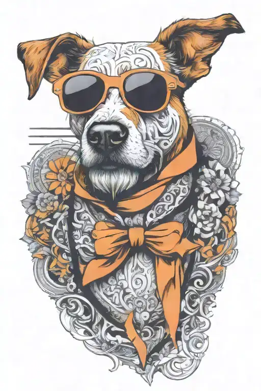 Dog Wearing Sunglasses With A Beard