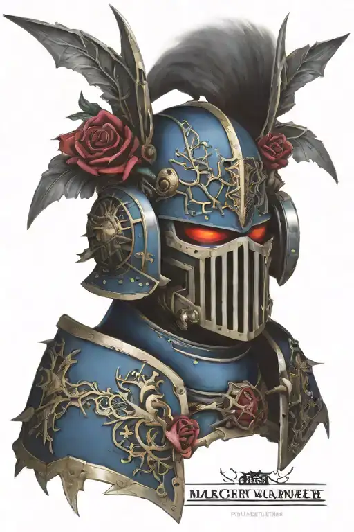 Warhammer 40K Night Lords Heavy Power Armour Helmet With Bat Wings And Twined With Thorny Rose Vines