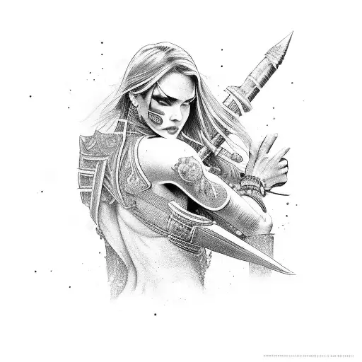 Female Warriors Back Tatoo