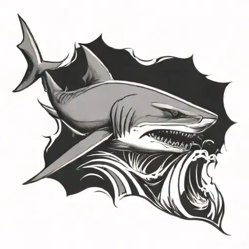 A Head Of Shark And Waves