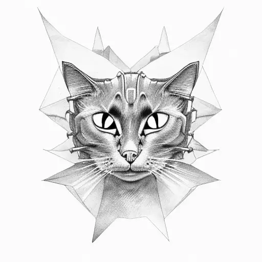 A Black Cat With A Dinosaur Skeleton Pattern