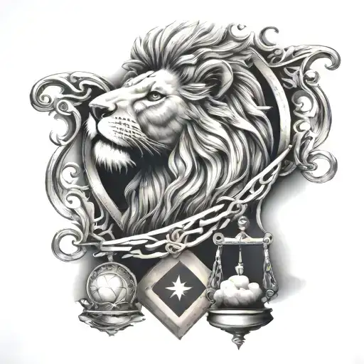 Lion Head And Justice Scales Forming The Shape