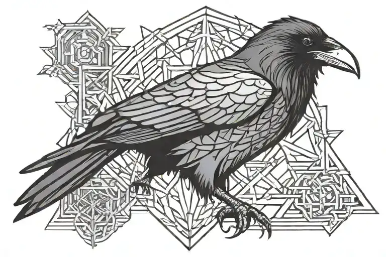 Raven With Geometric Design Incorporating