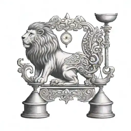 Lion Head And Balance Scales Forming The Shape