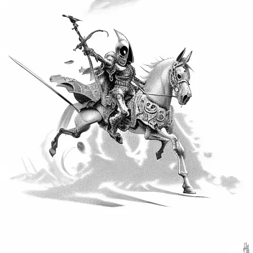 The Skull Knight Riding His Horse In Battle