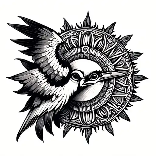 Incan Sun And Bird On The Side