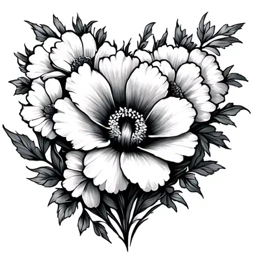 Marigold Daisy Habiscus Heart Shape