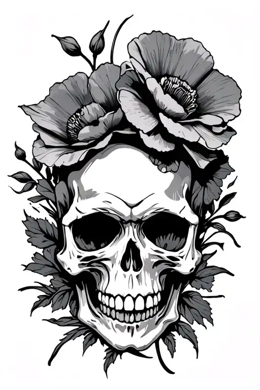 Skull And Poppies