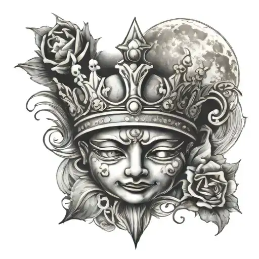 Moon And Kings Crown With A 222 In It