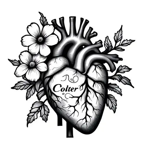 Right Sided Aorta Heart April Birth Flowers In Heart Vaccines With The Word Colter In It