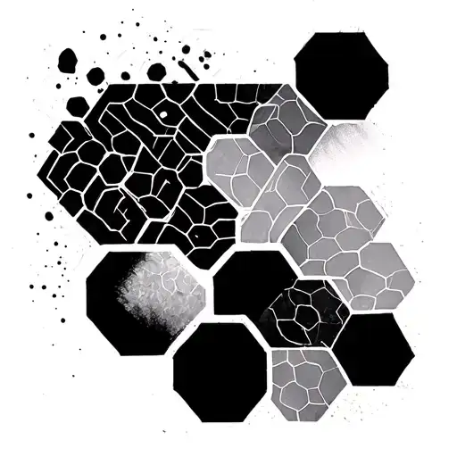 Mix Of Hexagons Black And White Complete Back