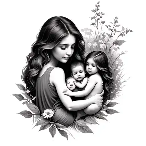 Mom And Babies Nature