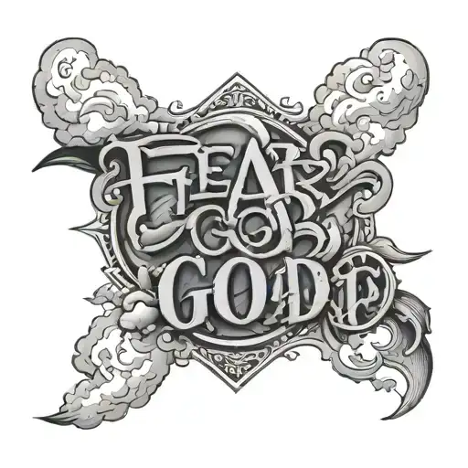 The Word Fear God With Clouds Around It