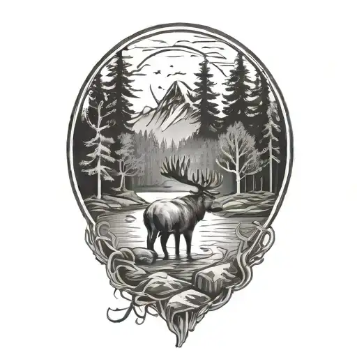 Moose Deer Forest Water
