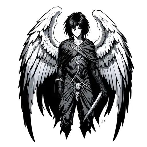 Guts From Berserk Anime With Angel Wings Made Entirely