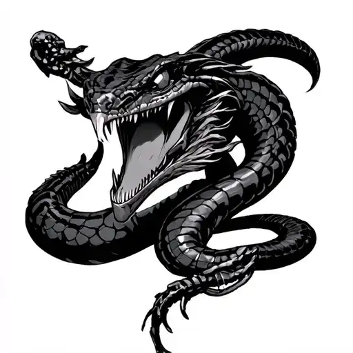 A Cyberpunk Cyborg Cobra Looking Straight Forward Threatning