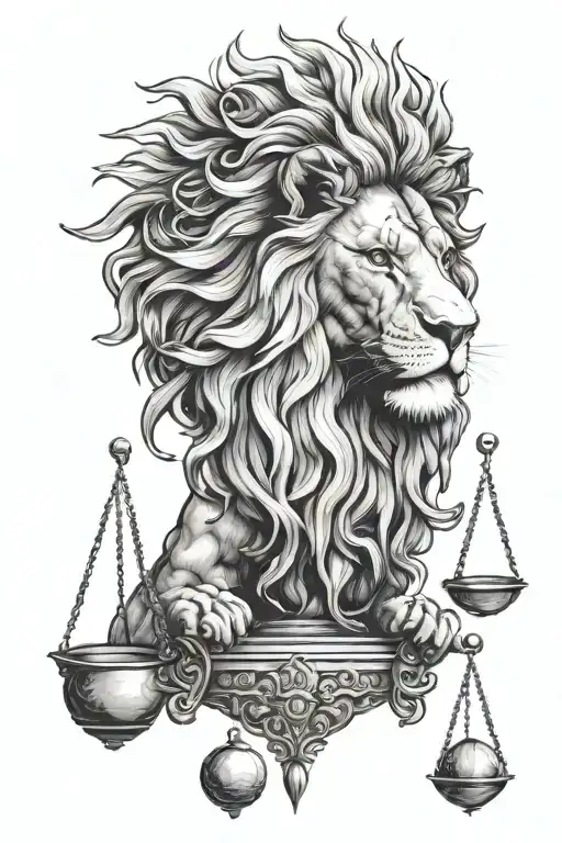 Lion Head Justice Scales